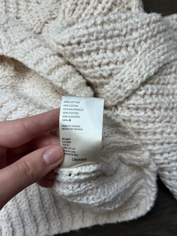 Cream Knit High Neck Sweater - Image 3