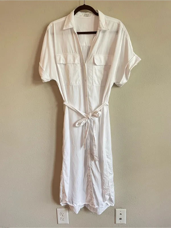 Aritzia Babaton Network Relaxed Drapey Twill Button Up Midi Dress Size L - Image 3