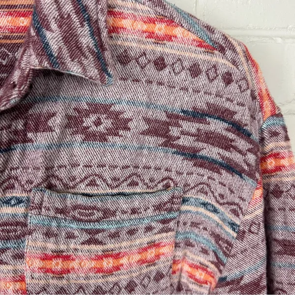 Mountain + Isles Boho Western Thick Knit Button Down Shirt / Shacket Size XS - Image 5