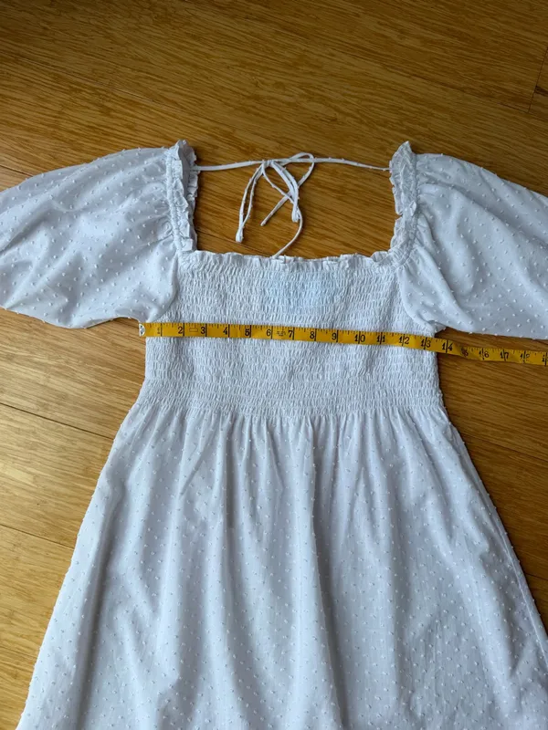 Hill House Home Athena Nap Dress White Swiss Dot Cotton Mini XS - Image 9