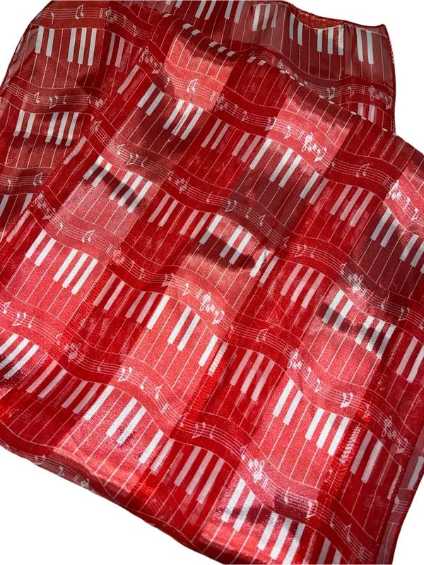 Red musical Patterned Women's Neck Scarf - Image 5