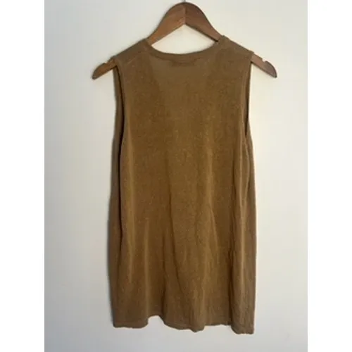 Zara Knit Vest Wm LG Brown V-Neck Sleeveless Cardigan Indie‎ Twee Preppy Grandma - Image 3