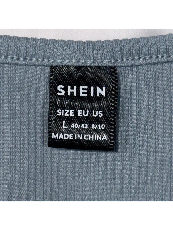 SHEIN Women’s Ribbed Lounge Set Blue Gray Crop Tank & Shorts Size Large - Image 5