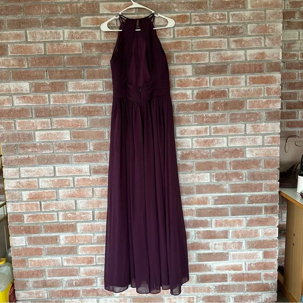 Bill Levkoff 1161 Bridesmaid Gown Dress Formal Open Back Halter Women’s 8 Purple - Image 5
