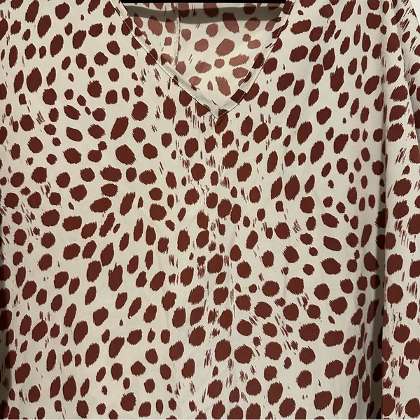 Entro short sleeve blouse cream brown size XL - Image 2