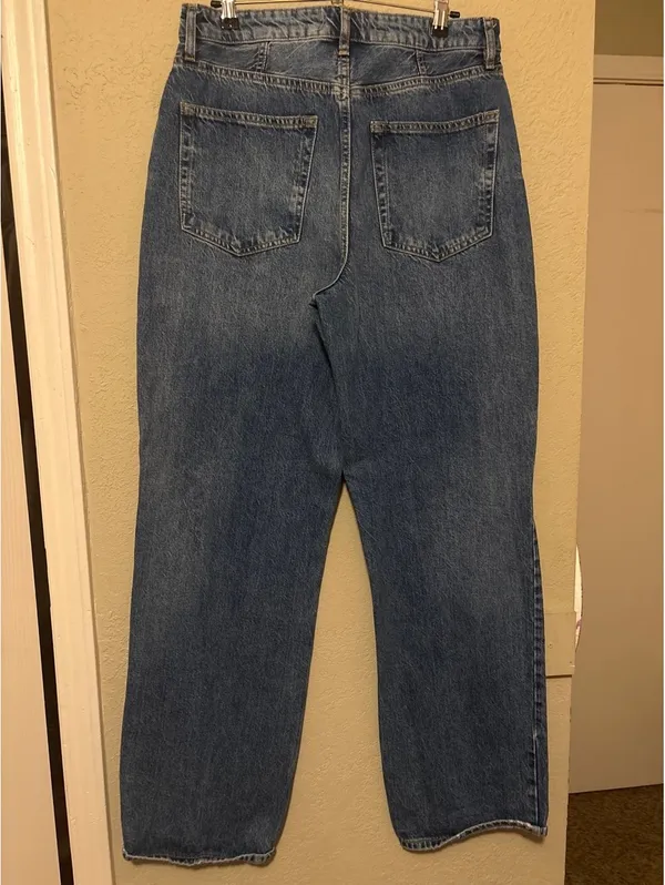Free People High-Rise Distressed Blue Denim Jeans Size 32 - Image 4