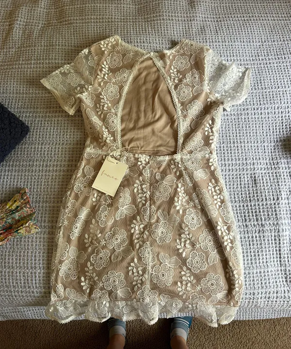 Franco White Lace Dress Size L - Image 2