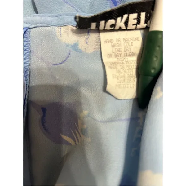Tickets Shift Dress Medium Sky Blue, Sleeveless, Floral Zip - Image 3