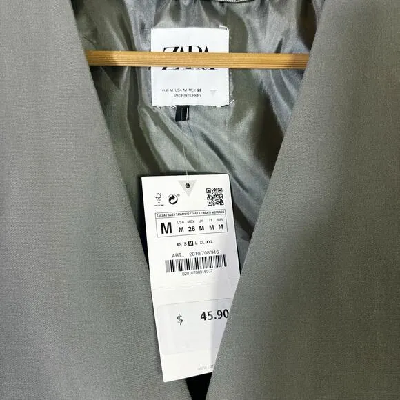 NWT Zara Tailored Vest‎ Womens M Gray Minimalist Workwear Chic Corporate Career - Image 3