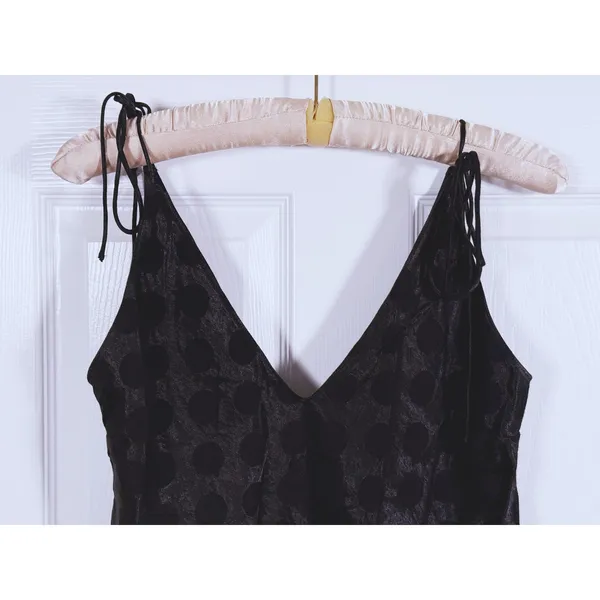 Victorias Secret Retro Satin Polka Dot Cami Tank Top Large Black 90s Lounge Y2K - Image 4
