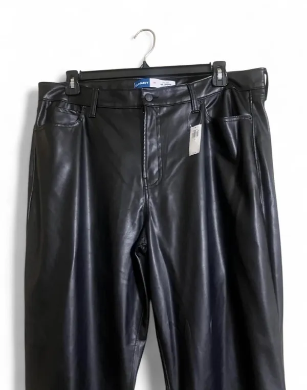 Old Navy Pants Sz 18 Black Faux Leather Straight-Leg High Waist Special Events - Image 6