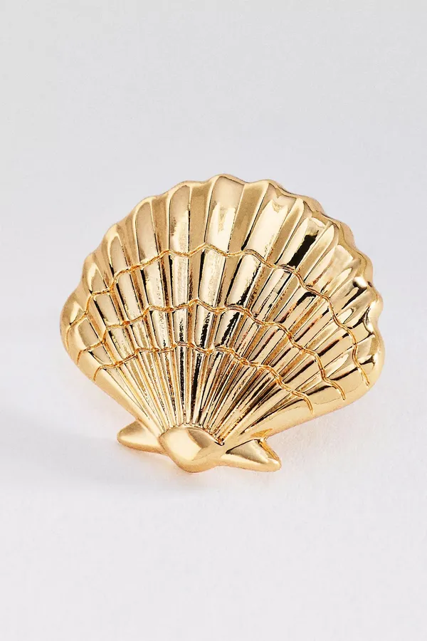NWT $38 Anthropologie x BaubleBar Marina Gold Seashell Earrings .75” Length - Image 3