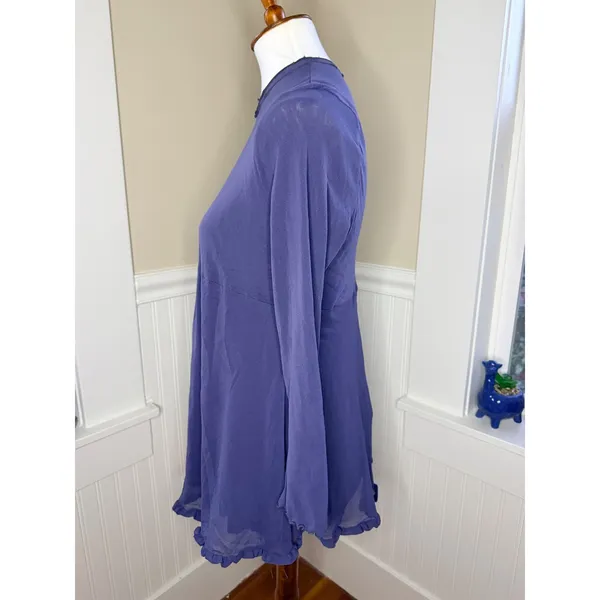 Y2k Mesh Top Lettuce Trim Custom‎ Made Double Layer Mesh Steel Blue Medium - Image 2