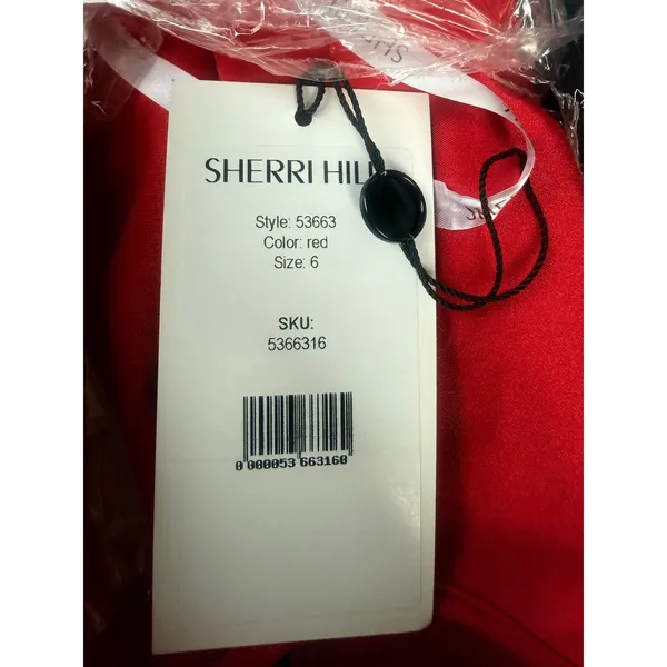Sherri Hill 53663 Red Halter Jersey Open Back Ruched Gown Dress Size 6 - Image 4
