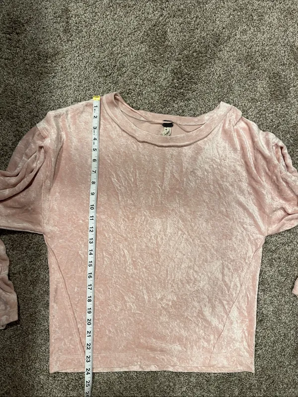 We the Free Milan Crushed Velvet Top in Pink Size Small - Image 10