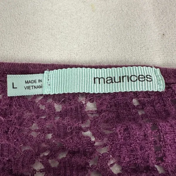 Maurices Womens Long Sleeve Purple Lace Top Size L - Image 3