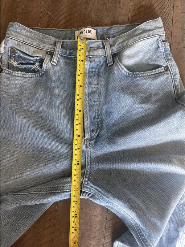 AGOLDE 90's Mid Rise Loose Fit in Captured Wash Distressed Button Fly Women’s 24 - Image 12