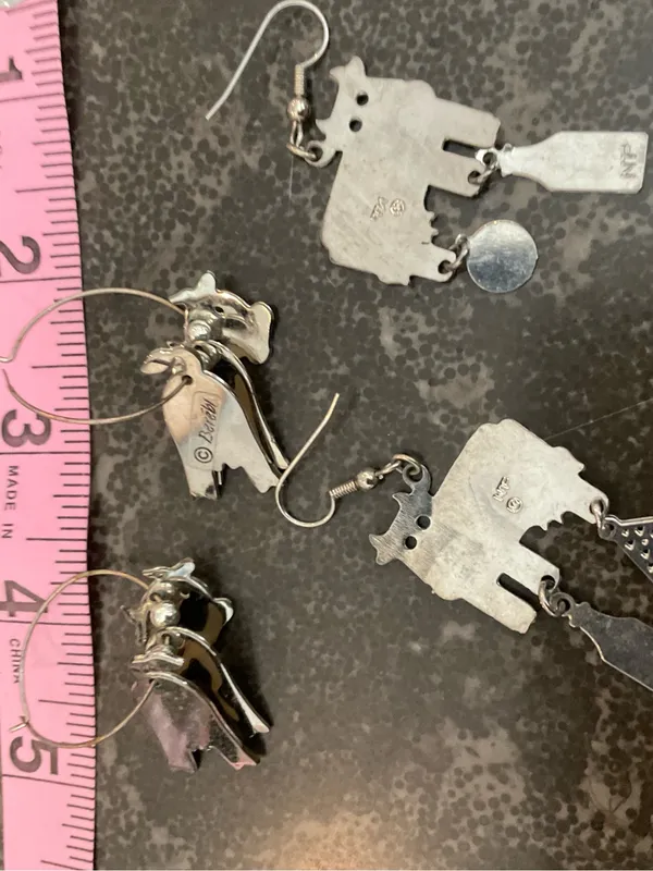 Silver Cow Charm Dangle Earrings - Image 6