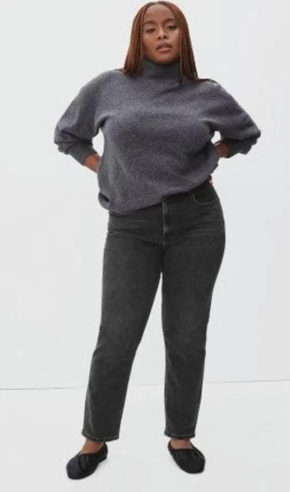 Everlane The Curvy Cheeky Straight Jean Stretch Washed Black Size 34 - Image 2