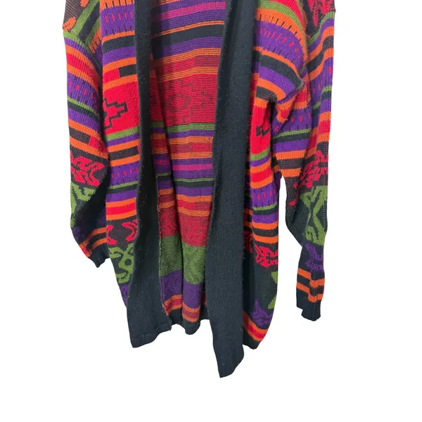 Vintage Hot Cashews‎ Multi Color Geometric Shawl Cardigan Sweater USA Made - Image 3