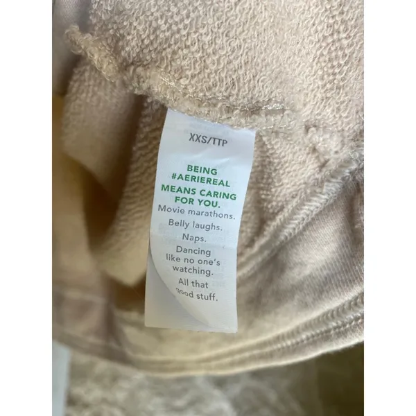 Aerie Cotton Pullover Hoodie Buttery Soft Beige Cozy Relaxed Autumn Minimal Boho - Image 8
