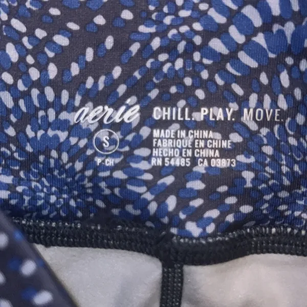 Aerie Blue and White High Waist Workout Leggings Small - Image 3