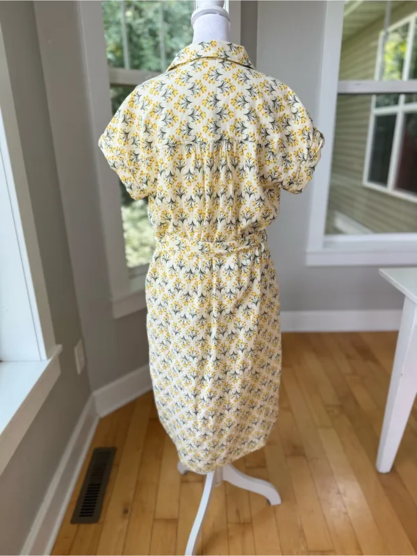 Style & Co. Yellow Floral Cotton Gauze Tie-Waist Midi Shirt Dress Size Small - Image 10