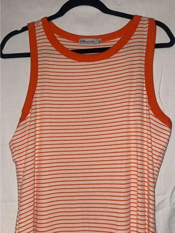 Nautical Stripe Orange-Trim Maxi Tank Dress - Image 2