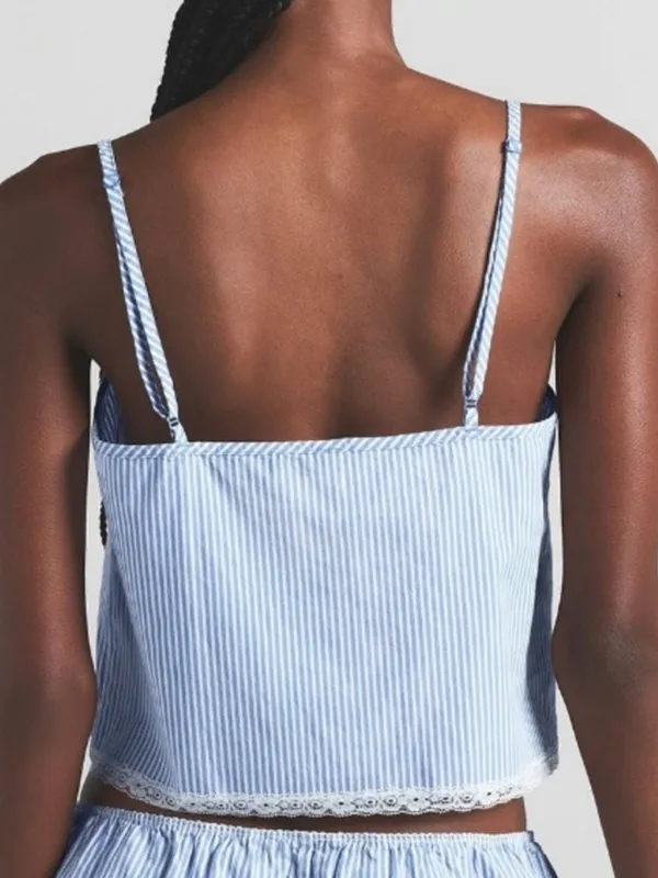 NWT Skims Cotton Poplin Sleep Tank Blue White Coastal Size XL - Image 2