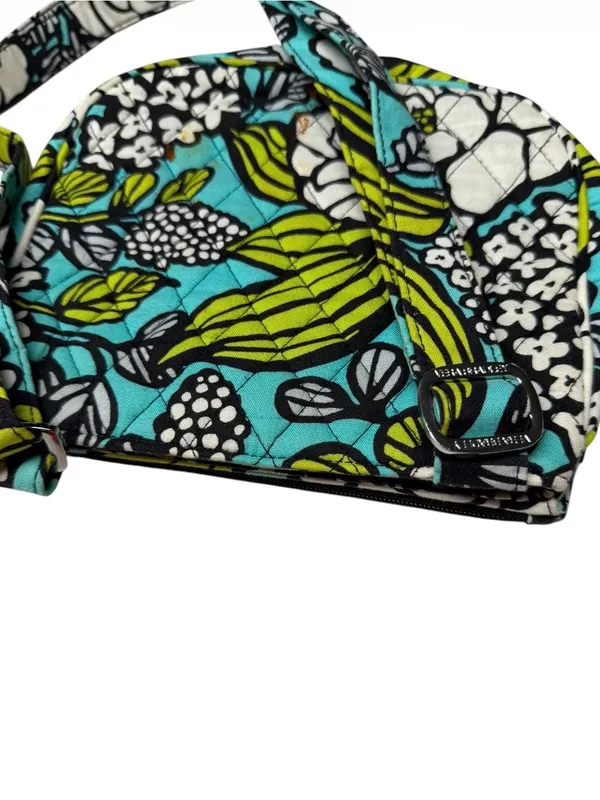 Vera Bradley Teal Floral Quilted Crossbody with Lime & White Accents - Image 4