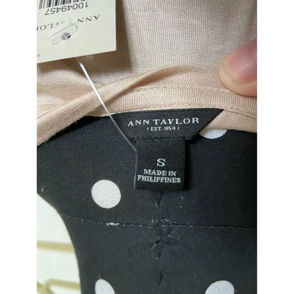 Ann Taylor Womens Top Size‎ Small Beige Black Mesh Bow Lyocell NEW - Image 6