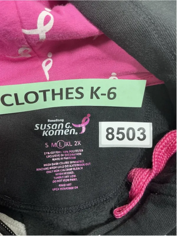 Womans Excellent Condition Susan G Komen Full Zip Hoodie Large Black Graphic - Image 4