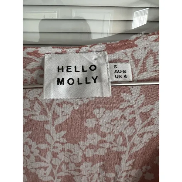 Hello Molly Blush Pink Floral Front Tie Flutter Ruffle‎ Romper Size S - Image 4
