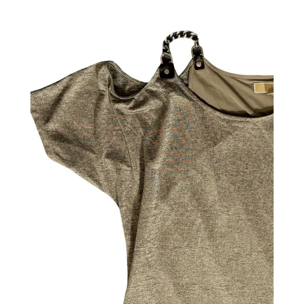 Michael Kors Dress Womens Size XL Gray Mini Stretch Chain Strap Lined Cold Shldr - Image 6