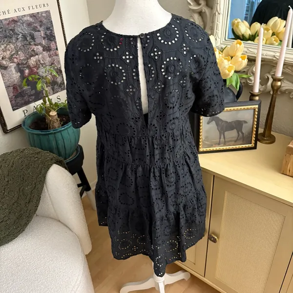 STAUD Mini‎ Black Hyacinth Dress Eyelet Lace Size Medium - Image 4