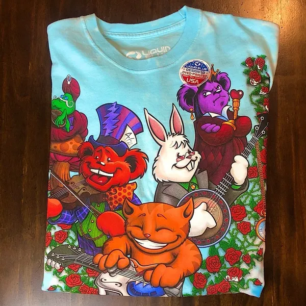 Unisex GRATEFUL DEAD Alice In Wonderland Tie Dye Short Sleeve T-Shirt Sz 2XL NWT - Image 2