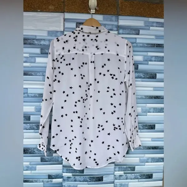 Equipment Star Print Long Sleeve Silk Blouse medium - Image 10