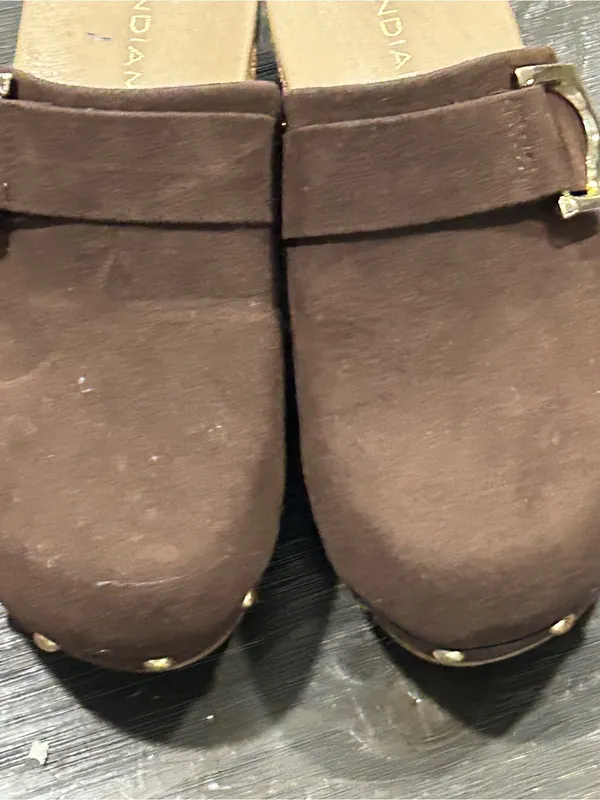 Andiamo Women's Brown Suede Mule with Decorative Buckle 6.5 wide - Image 10