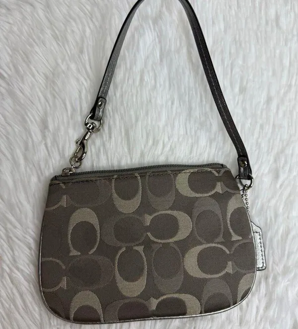 COACH Gray Signature Canvas Wristlet - Image 2