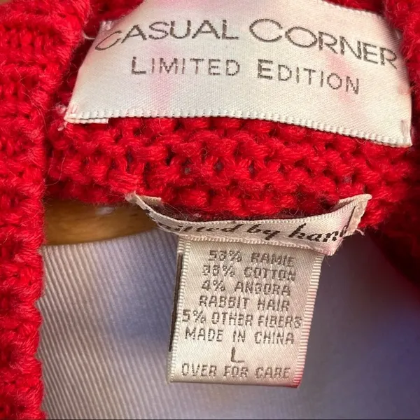 Vintage hand knit Holiday Santa cotton angora ugly sweater Large - Image 5