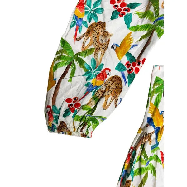Farm Rio Tropical‎ Paradise One Shoulder Cut Out Midi Dress Women's Size Large - Image 10