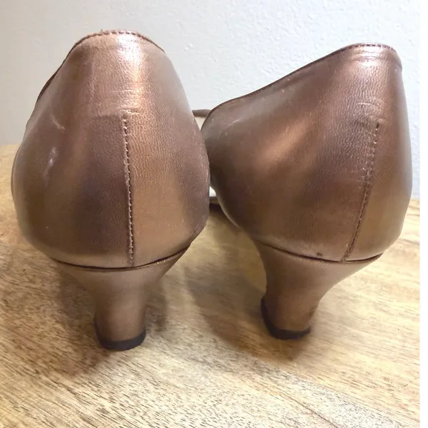 Vintage Paloma Italy Bronze Mesh Kitten Heels 8.5B Soutache Y2K Needs Repair - Image 8