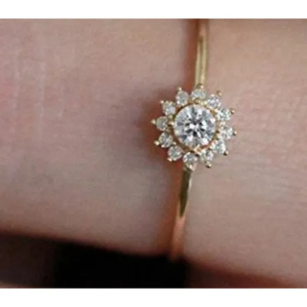 14k Gold Filled Micro Simulated Diamond Sunflower Ring‎ Size 7 - Image 11