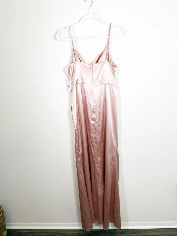 NWT Birdy Grey Lydia Bridesmaid Maxi Dress Shiny Satin Rose Gold Pink XL - Image 4