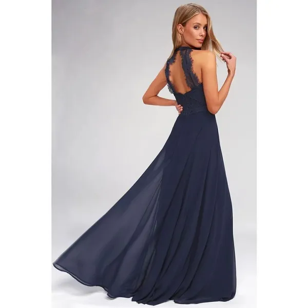 Lulu’s Dance All Evening navy lace M elegant semi formal maxi dress - Image 2