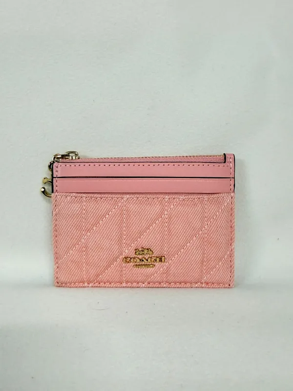 coach Mini Skinny Id Case In Loved Denim With Quilting And Charm cfa30 - Image 2