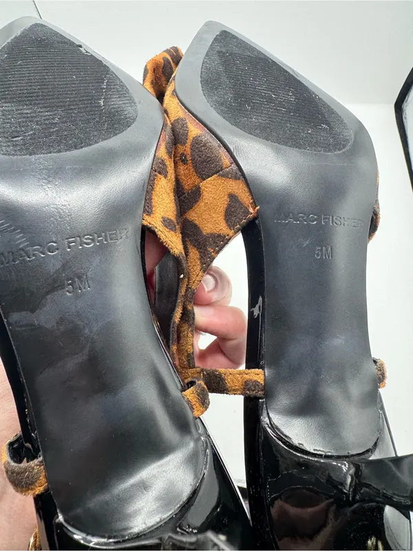 Marc Fisher Arzia2 Leopard Print Slingback Kitten Heels Dark Brown Size 5 office - Image 6
