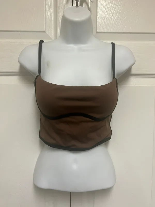Move With You Mocha Padded Sports Bra Tank Top - Image 3