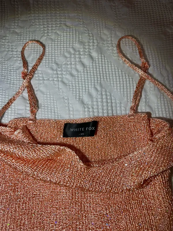 White Fox Boutique Love Galore Sequin Knit Top Peach - Image 7