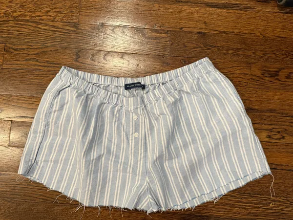 Brandy Melville Blue and White Striped Shorts - Image 2